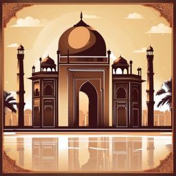 New Delhi clipart - India Gate and Jama Masjid in India,  color vector clipart