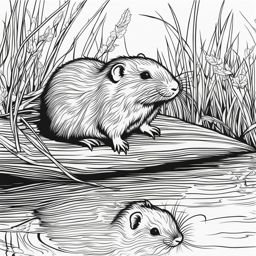 water voles cute animals coloring page 