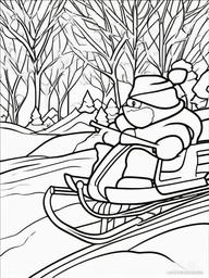 Sled Coloring Pages - Fun Winter Ride for Kids  minimal black outline printable sheet, coloring page