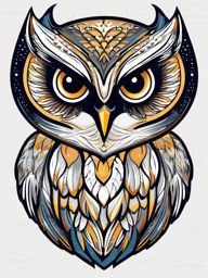 Owl clipart - Nocturnal bird with silent flight and wise demeanor, ,color clipart vector style