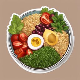 Quinoa Salad Bowl Sticker - Nourish your body with a wholesome and protein-packed quinoa salad bowl, , sticker vector art, minimalist design