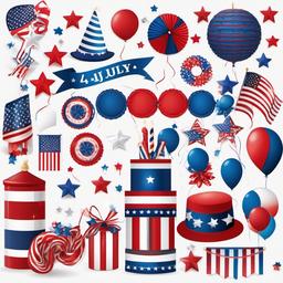 4th of July clipart - red, white, and blue decorations  