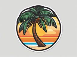 Sandy Beach and Palm Tree Emoji Sticker - Tropical bliss on a sun-kissed shore, , sticker vector art, minimalist design