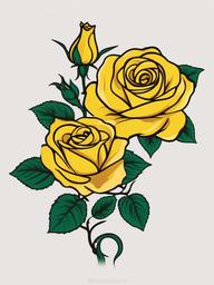 yellow rose vine tattoo  simple vector color tattoo