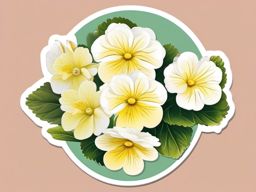 Primrose Sticker - Welcome the early and cheerful blooms of primroses with this delightful sticker, , sticker vector art, minimalist design