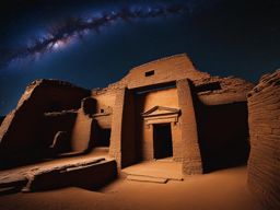 chaco culture national historical park - paint the mystical night scene of chaco culture, where ancient puebloan ruins align with celestial events under dark skies. 