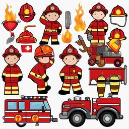 Fireman clipart - firefighter saving lives  vector clipart