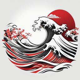 Chinese Wave Tattoos - Explore Chinese artistry with tattoos featuring traditional Chinese waves.  simple vector color tattoo,minimal,white background