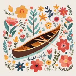 Floral Canoe clipart - A canoe adorned with colorful flowers., ,vector color clipart,minimal