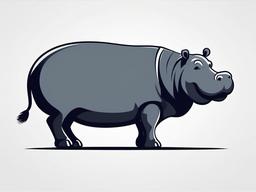 Hippo cartoon  minimal, white background