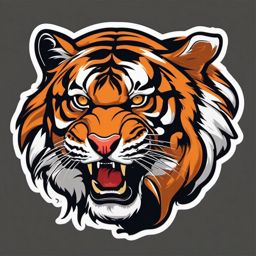 Tiger Sticker - A fierce tiger with bold stripes. ,vector color sticker art,minimal