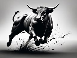 Charging bull tattoo. Dynamic force in ink.  minimalist black white tattoo style