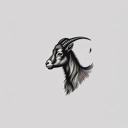 Tiny Goat Tattoo - A miniature and discreet tattoo featuring a tiny goat design.  simple color tattoo design,white background