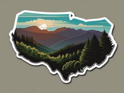 Great Smoky Mountains sticker- Biodiverse mountain range on the border of North Carolina and Tennessee, , sticker vector art, minimalist design