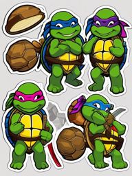 Ninja Turtle sticker- Shell-Shocking Shenanigans, , sticker vector art, minimalist design