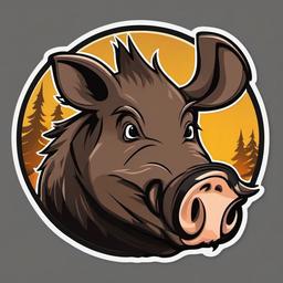 Boar cartoon - wild pig with tusks  cartoon sticker style