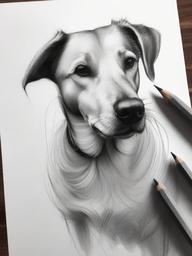 pencil sketch of a dog  minimal rough sketch scribbles,doodles,black and white