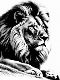 lion clipart black and white in the wild - roaring with regal power. 