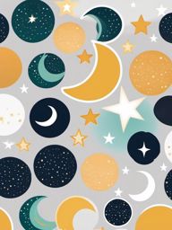 Star and Moon Sticker - Celestial star and crescent moon, ,vector color sticker art,minimal