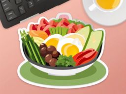 Cobb Salad Sticker - Enjoy a satisfying Cobb salad, featuring a colorful array of fresh vegetables, eggs, and protein, , sticker vector art, minimalist design