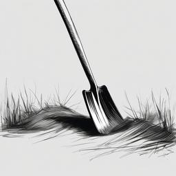 sketch of a shovel  minimal rough sketch scribbles,doodles,black and white