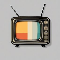 Retro TV with antennas sticker- Vintage broadcast, , sticker vector art, minimalist design