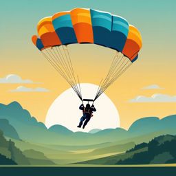 Skydiving Landing Clipart - A skydiver making a safe landing with a parachute.  color vector clipart, minimal style