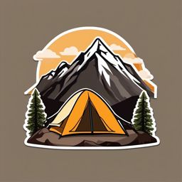 Mountain Peak and Tent Emoji Sticker - Camping atop mountain peaks, , sticker vector art, minimalist design