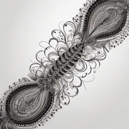 Centipede with intricate mandala patterns design: Fusion of symmetry and nature.  black white tattoo, white background