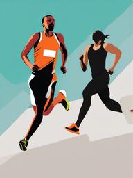 Runner clipart - runner catching breath after a race  color,minimalist,vector clipart