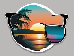 Sunglasses and Ocean View Sticker - Sunglasses with a view of the ocean, ,vector color sticker art,minimal