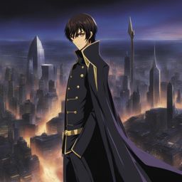 lelouch lamperouge commands his rebellion from the command center of a futuristic war-torn city. 