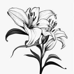 drawing of a lily in full bloom  minimal rough sketch scribbles,doodles,black and white