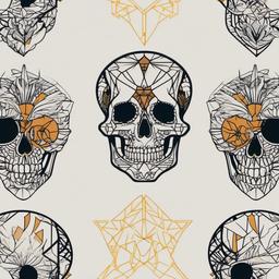 geometric skeleton tattoo  simple vector color tattoo