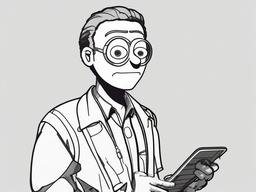 drawing of Morty holding a gadget  minimal rough sketch scribbles,doodles,black and white