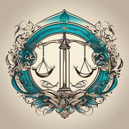 pisces and libra tattoos together  simple vector color tattoo