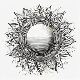 drawing of a golden sun  minimal rough sketch scribbles,doodles,black and white