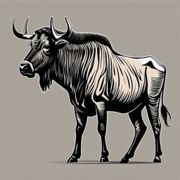 Wildebeest clipart - Large herbivore known for migration, ,vector color clipart,minimal