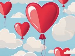 Heart Balloon Sticker - Heart-shaped balloon in the sky, ,vector color sticker art,minimal