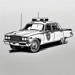 drawing of a police car  minimal rough scribbles,doodles,black and white