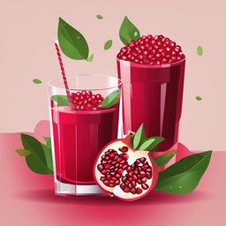 Pomegranate Juice Clipart - A glass of pomegranate juice with seeds.  color vector clipart, minimal style