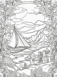 Earth Coloring Pages - Earth in a fairy tale world with mythical creatures  simple coloring pages