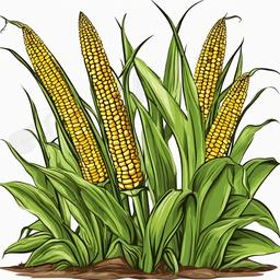 Corn clipart - corn plants in a garden  vector clipart