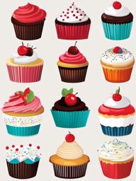 Birthday Cupcakes clipart - Delicious birthday cupcakes, ,vector color clipart,minimal