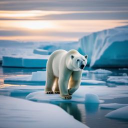 Cute Polar Bear Roaming in the Arctic Ice 8k, cinematic, vivid colors