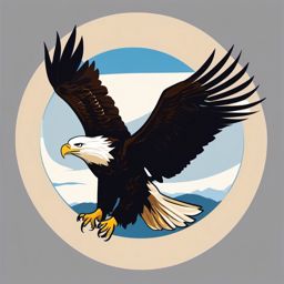 Bald Eagle Clip Art - Majestic bald eagle in flight,  color vector clipart, minimal style