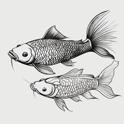 drawing of koi fish  minimal rough sketch scribbles,doodles,black and white