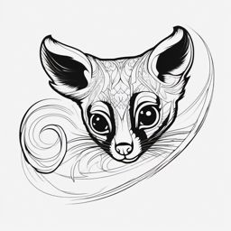 Sugar Glider Tattoo - Cute sugar glider gliding through the night sky  few color tattoo design, simple line art, design clean white background