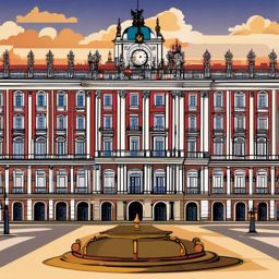 Madrid clipart - Royal Palace of Madrid and Plaza Mayor,  color vector clipart