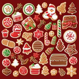 Christmas cookie clipart, A delicious assortment of Christmas cookies.  simple, 2d flat